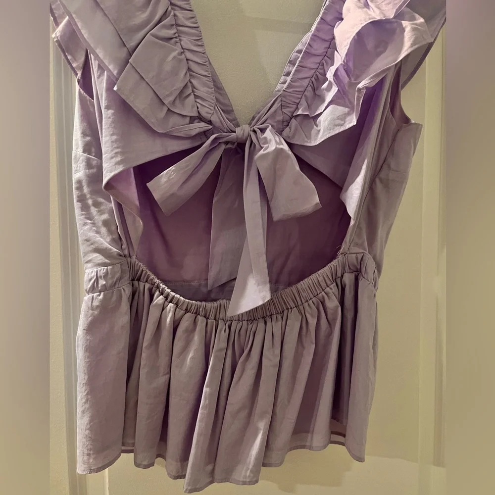 Express Lilac Ruffle V-Neck Top - Picture 6 of 13